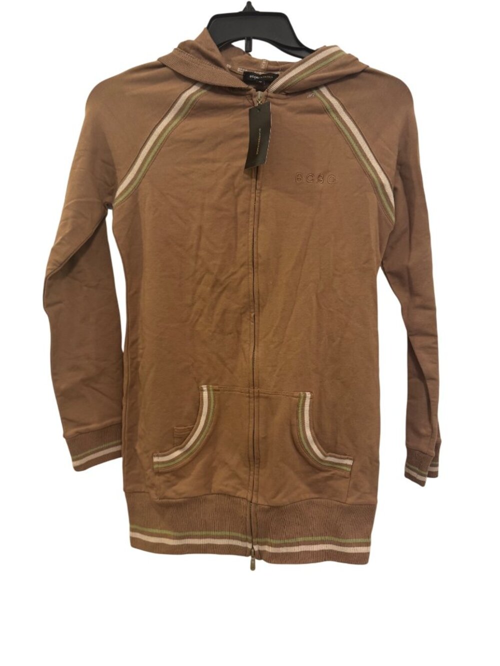 BCBG Max Azria Light Earth Brown Full-Zip Hoodie Size M
